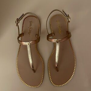 NIB Lilly Pulitzer Rita Sandals, Gold Metallic, Size 7